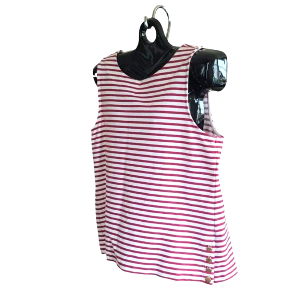 Ann Taylor Factory Women's Large White Red Striped Sleeveless Top‎